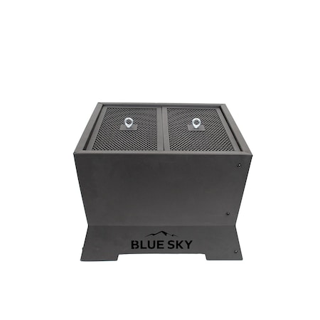 Blue Sky Outdoor Living 22'' Square Peak Patio Smokeless Fire Pit with Spark Screen and Screen Lift SFP22SQ-BC